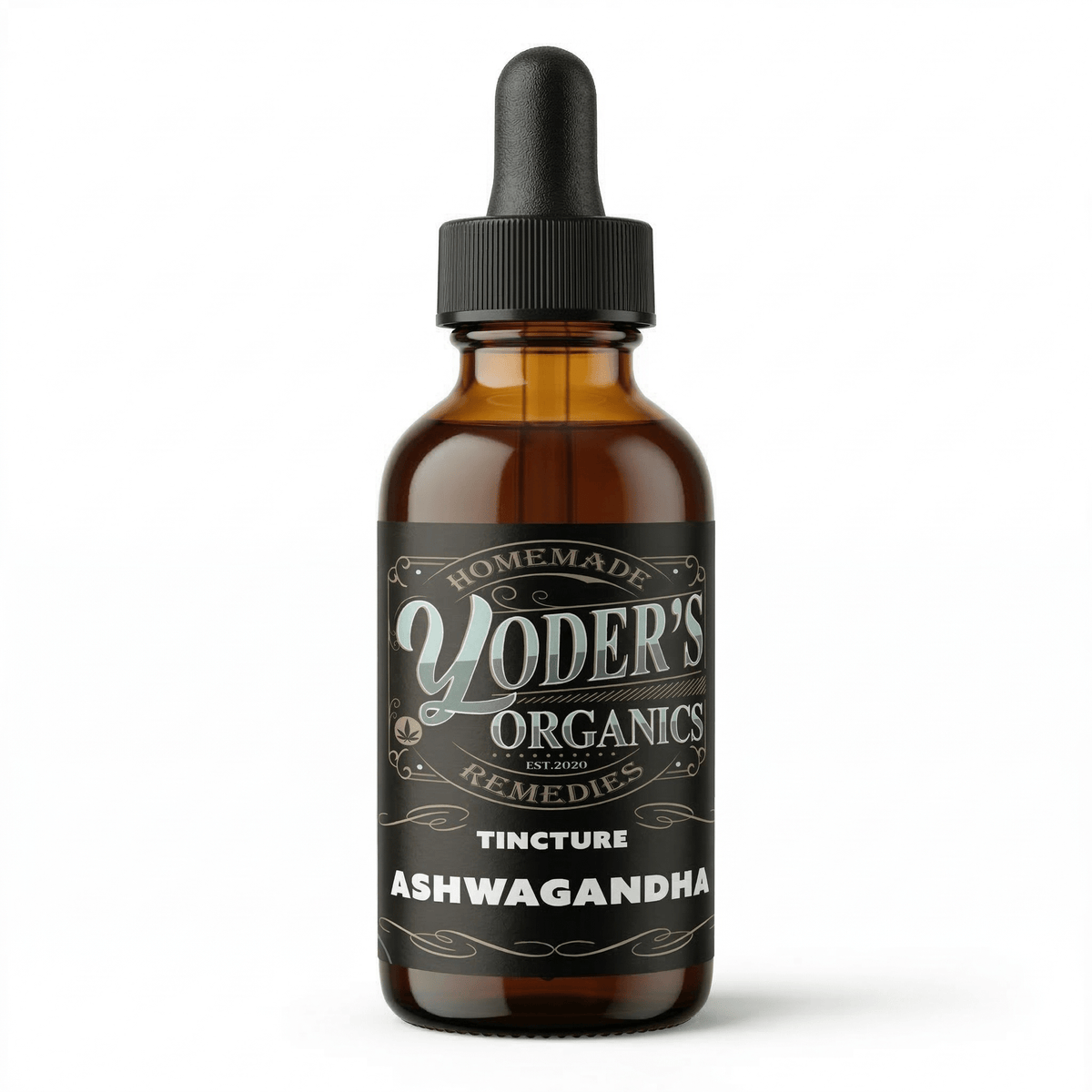 Ashwagandha tincture dropper bottle, front label