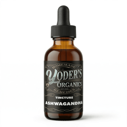 Ashwagandha tincture dropper bottle, front label