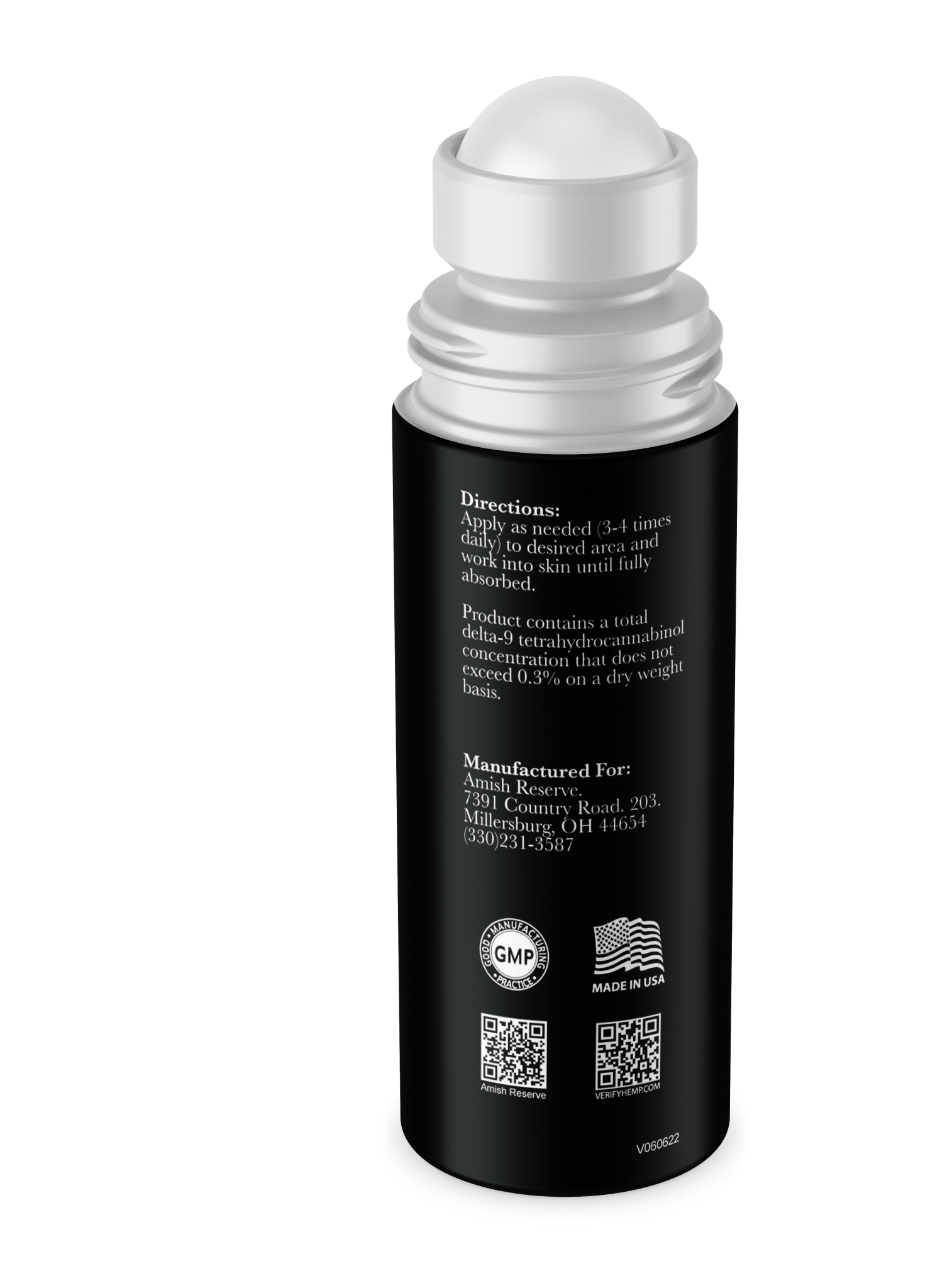 CBD roll-on back label with directions for use