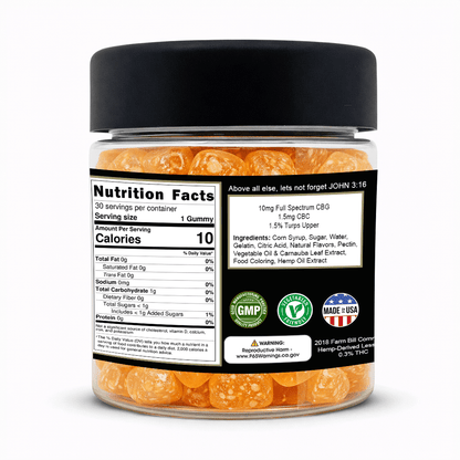 CBG gummies supplement facts: 10 mg full spectrum CBG and 1.5 mg CBC per gummy