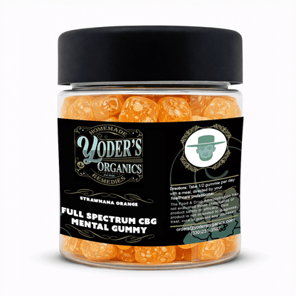 CBG gummies jar, side label with directions