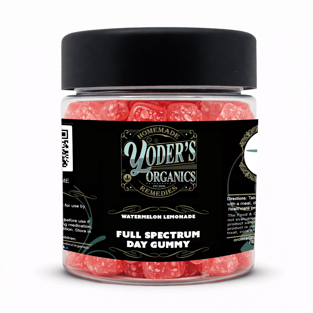 Full spectrum CBD day gummies jar, Watermelon Lemonade flavor, front label