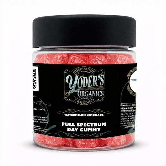 Full spectrum CBD day gummies jar, Watermelon Lemonade flavor, front label